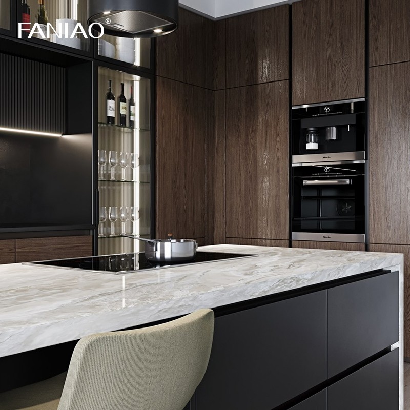 Matte Grey Custom Kitchen Cabinet Melamine Board Kitchen Base Cabinet With Sink Design Kitchen Furniture