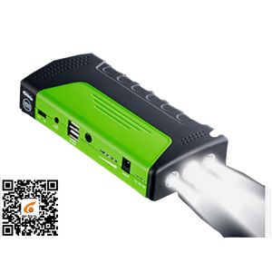 Green Portable Car Jump Starter Led Light Torch / Sos / Strobe 3 In 1 Jump
