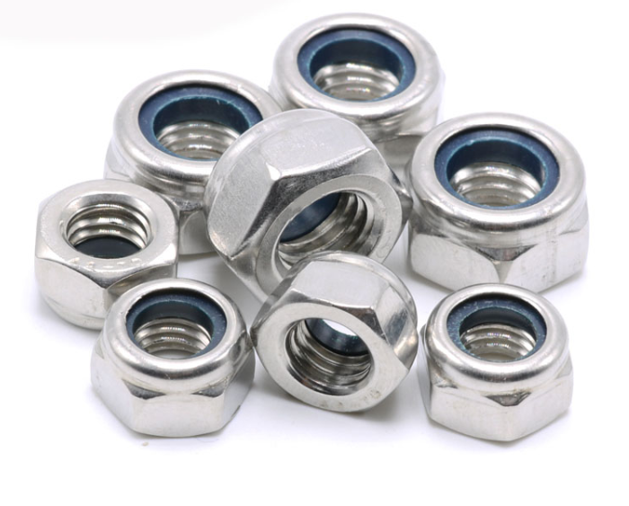 Nylon Nut Stainless Steel DIN985 Prevailing Torque Type Hexagon Thin Nuts With Non Metallic Insert