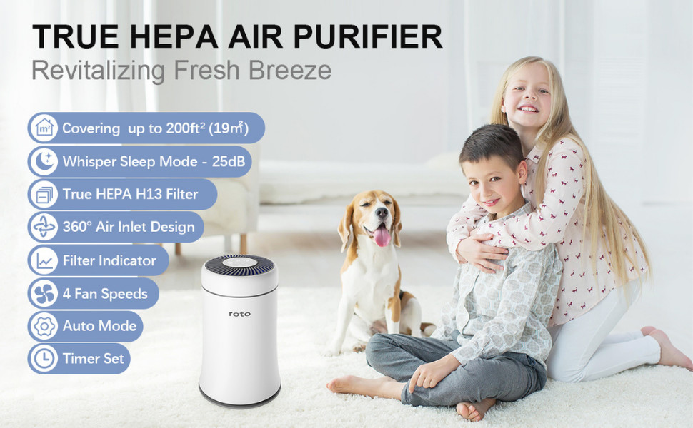 HEPA Home 24W Floor Standing Air Purifier smart lED display screen