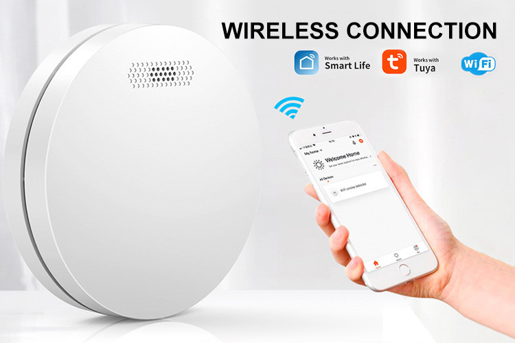 WiFi Smoke Detector Alarm 10Years Battery Fire Alarm Smoke Detector With Low Battery Warning