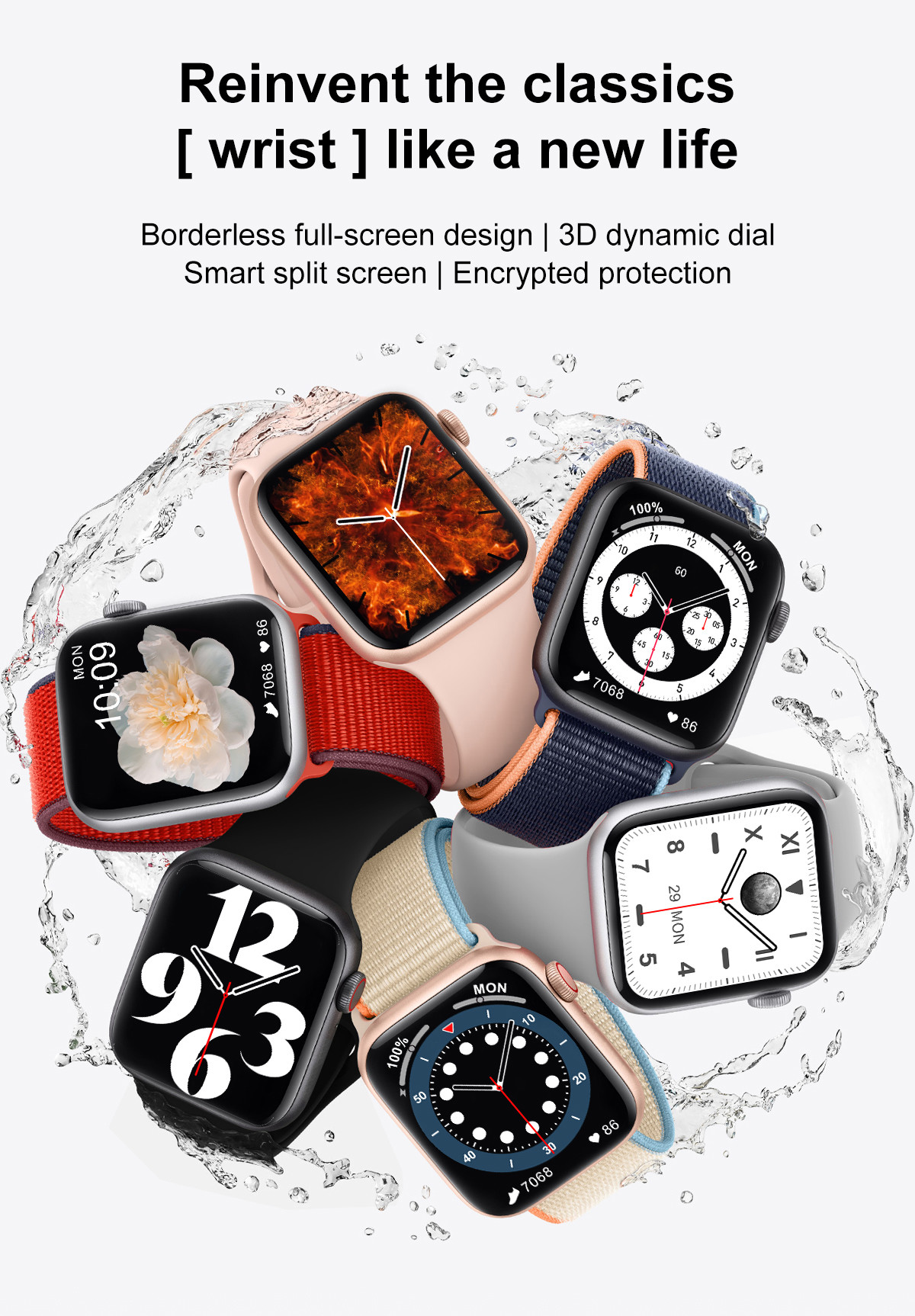 DT100 SMART WATCH 6 SERIES CALL IP68 WATERPROOF WOMEN MEN SMARTWATCH ECG HEART RATE BLOOD PRESSURE