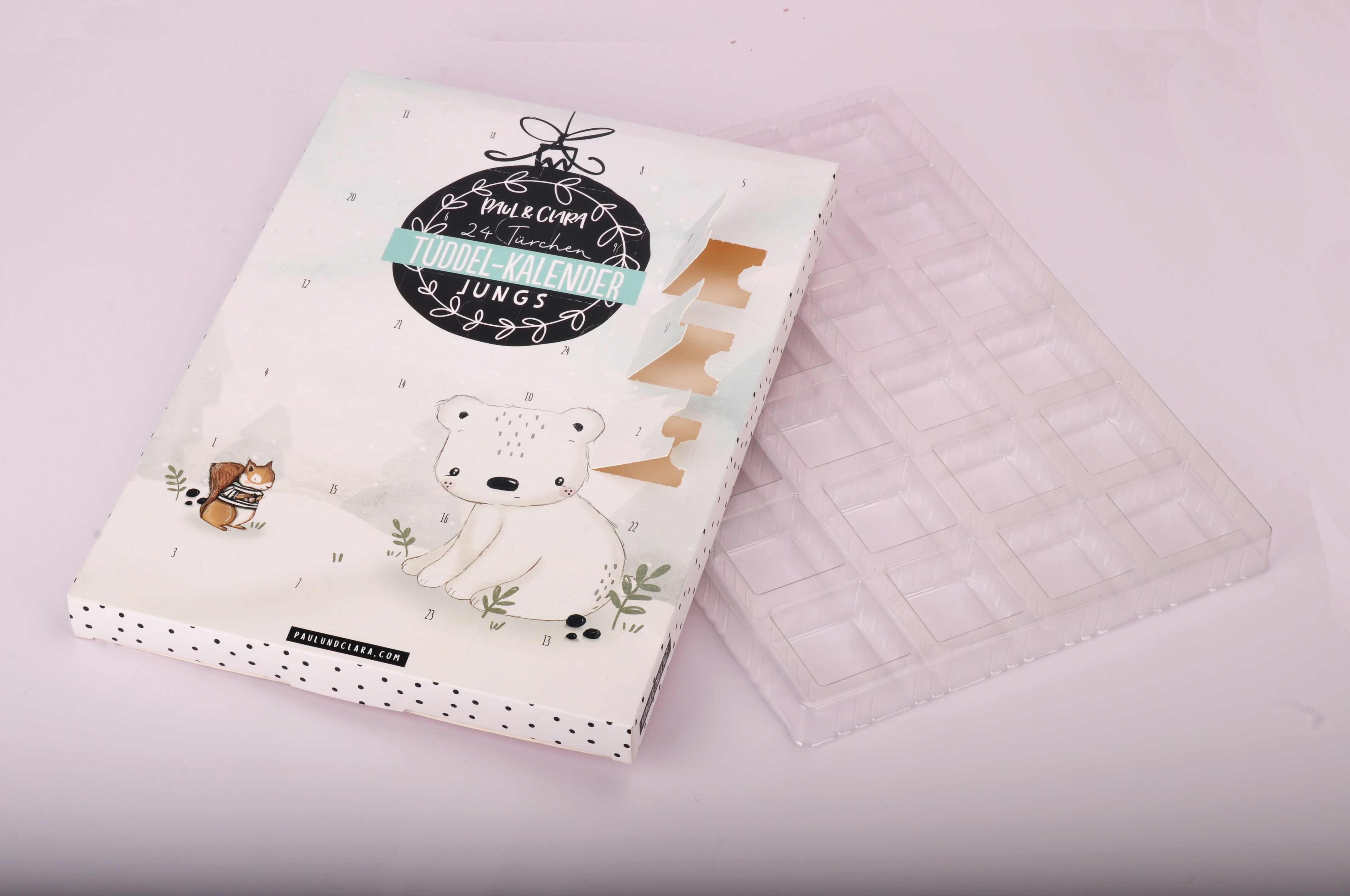 Coated Paper Advent Calendar Boxes Chocolate Packaging With Plastic Inset