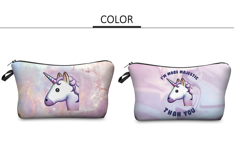 Custom Travel Essential Unicorn Print Waterproof Toiletry Wash Bags