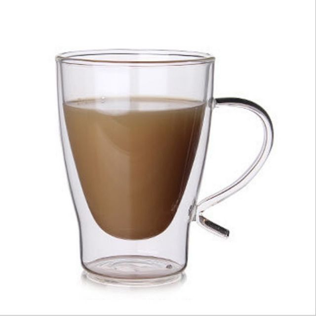 Professional Made High Borosilicate Handle Heat Resistant Double Wall Clear with handle Coffee Glass