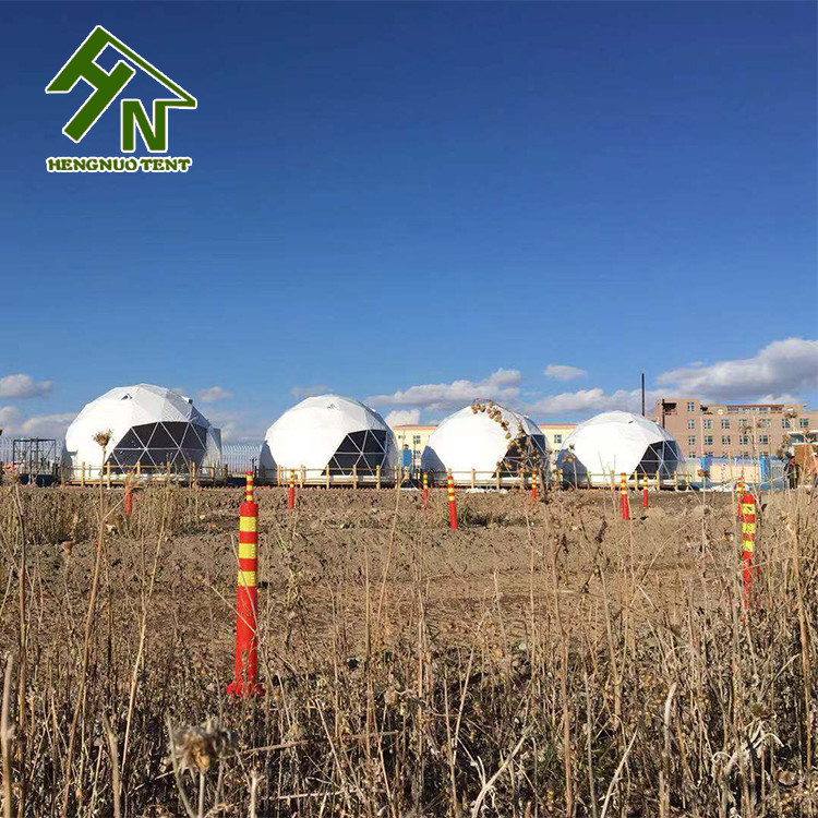 Hotel Camping Resort Waterproof Geodesic Dome House With Curtain And Door