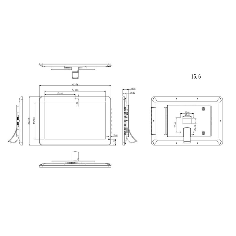15.6 Inch Android 8.1 Wall Mount LCD Display RJ45 POE LCD Monitor