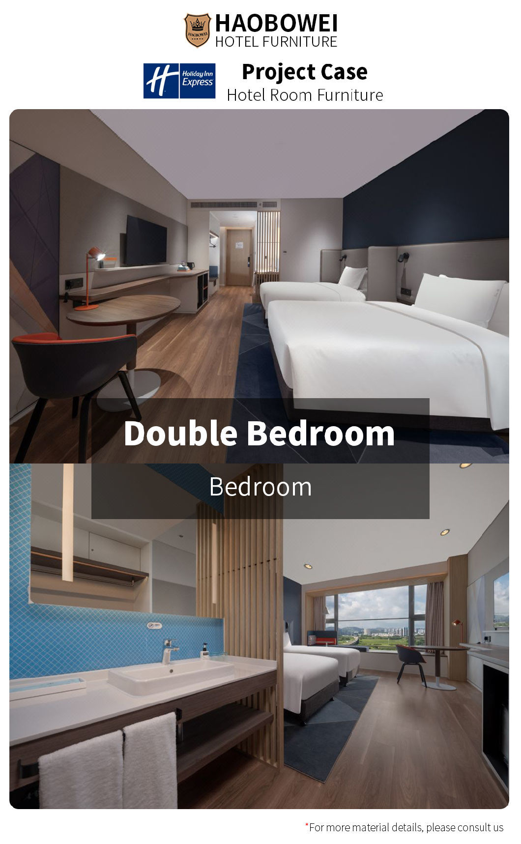 Four Star Hotel China Modern Style Standard King Size Bedroom Furniture Set