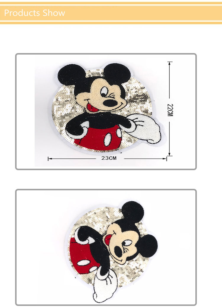 Cartoon Mouse Disney Embroidered Patches , Popular Disney Sew On Patches Custom Color