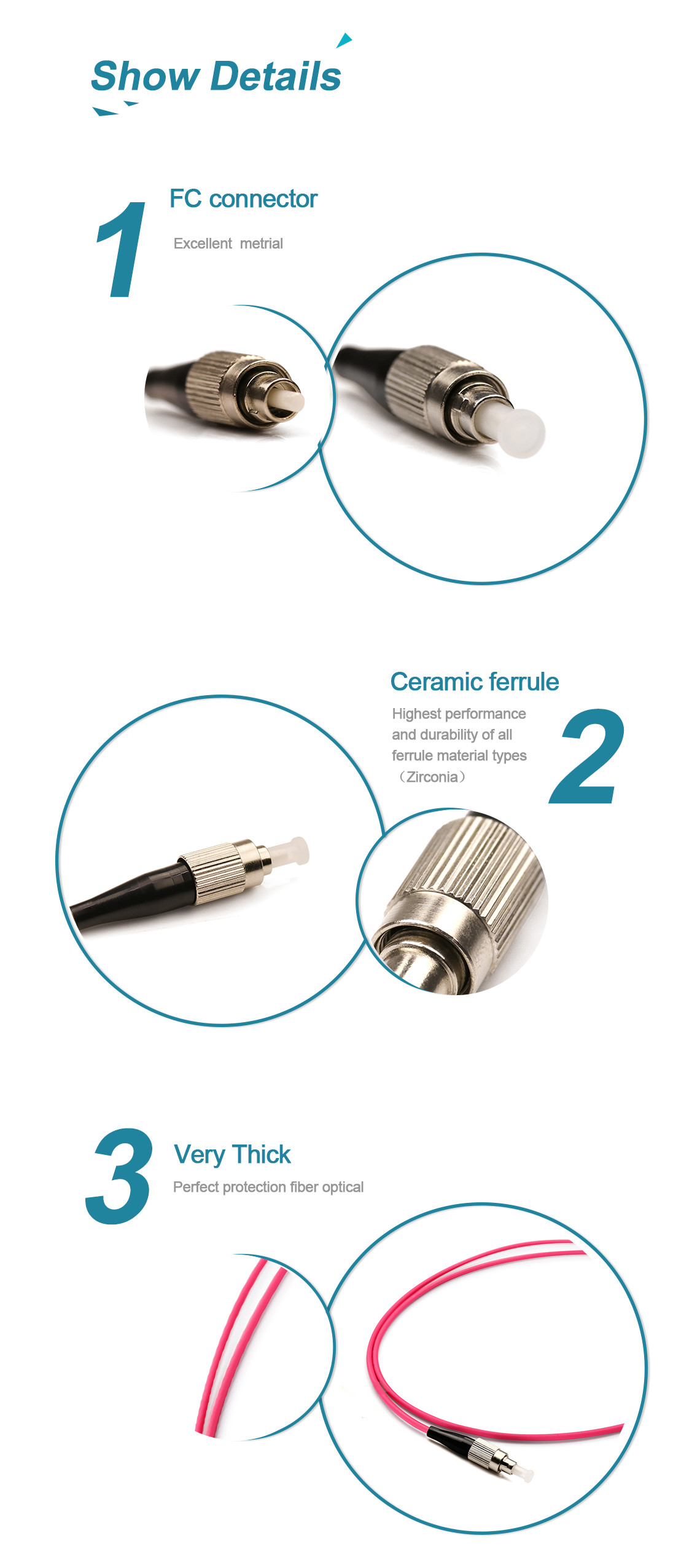 5m OM4 Multimode Fiber Jumpers FC UPC To FC UPC 3.0mm Cable Diameter