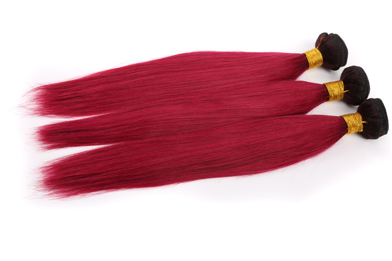 12-24 Inches Burg with Dark Roots 8A Grade Unprocessed Virgin Hair Extension