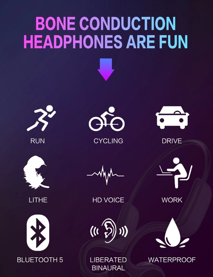 New Design Bluetooths Earphone Wireless Headset Waterproof Bone Conduction Headphone Waterproof