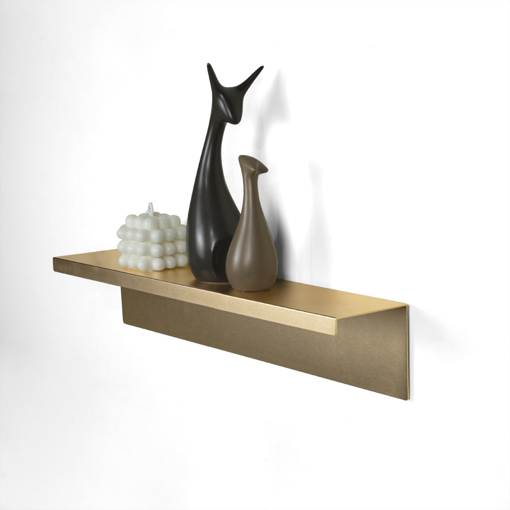 Modern Aluminum Structural Frame L Shape Golden Floating Shelf Wall