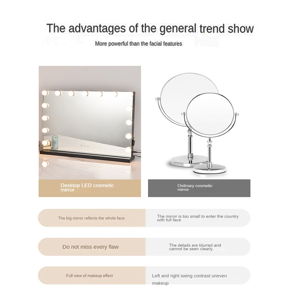 Extra LOGO Yes Large Vanity Led Makeup In Chrome Espejo Hollywood With Light Bulb Mirror
