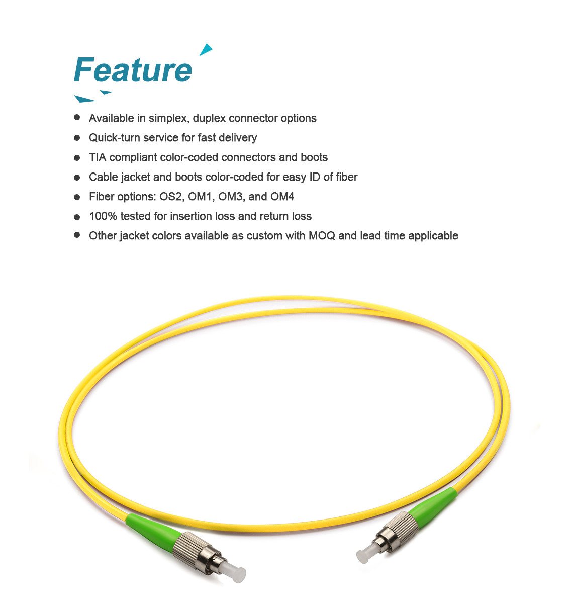 G657A1 Simplex 3.0mm LSZH Fiber Optic Patch Cable Single Mode Yellow Color