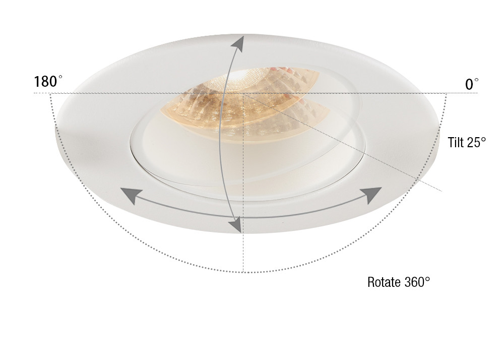 8W Aluminium Tilt LED Downlights , Recessed Anti Glare Downlight