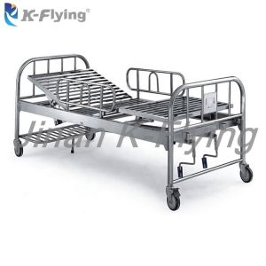 China Stainless Steel Foldable 2 Cranks Hospital Manual Patient Bed on sale