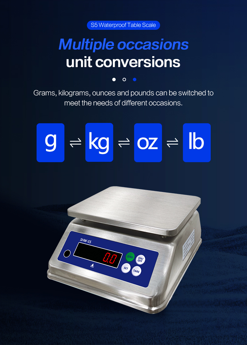 6kg Maximum Weighing Stainless Steel Scale with Dual Display and IP68 Waterproof Rating