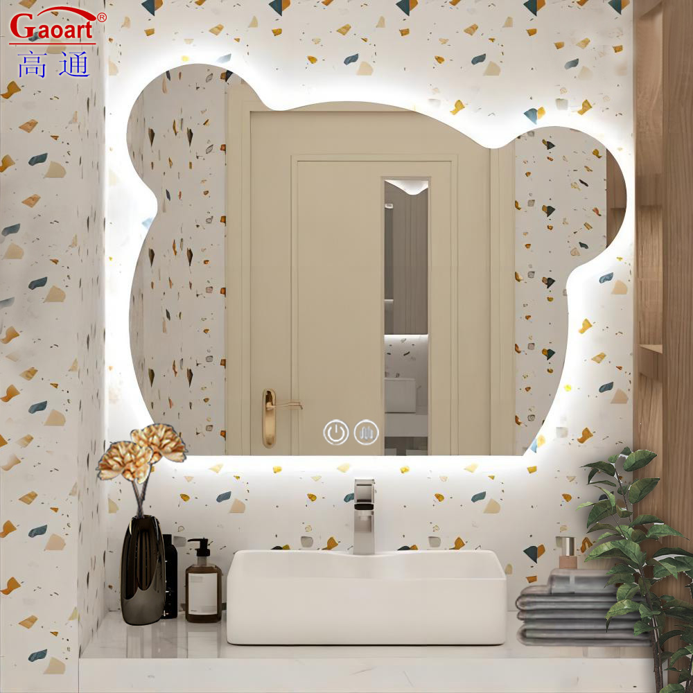 Modern Smart Bathroom with Illuminated Round LED Light and Portable Full Size Sticker