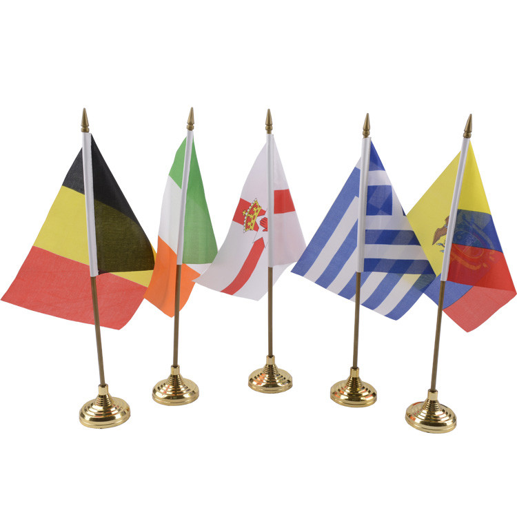 All Country Office Desk Flags 10x15cm Pantone Color With Plastic Base