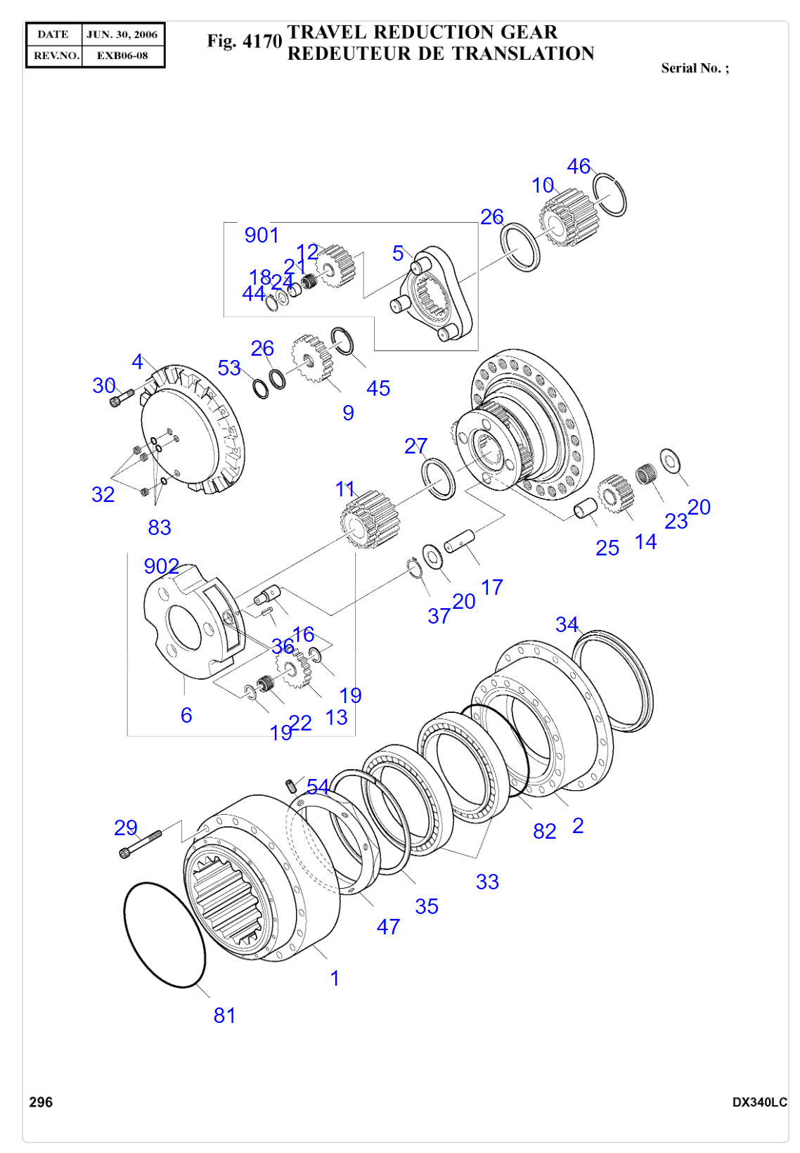 TGFQ DAWOO Travel Reduction DX340 Excavator Travel Gearbox S420LC-5