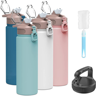 Multicolor Insulated Double Wall Stainless Steel Water Bottles With Straw