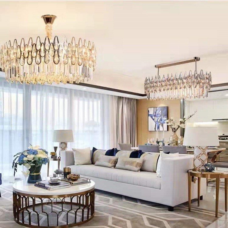 D50cm Crystal Clear Modern Pendant Light Decoration