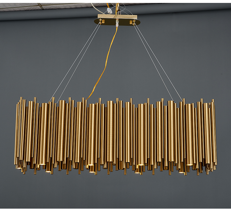 Luxury modern chandelier for dining room brushed gold stainless steel rectangle chandelier(WH-MI-311)