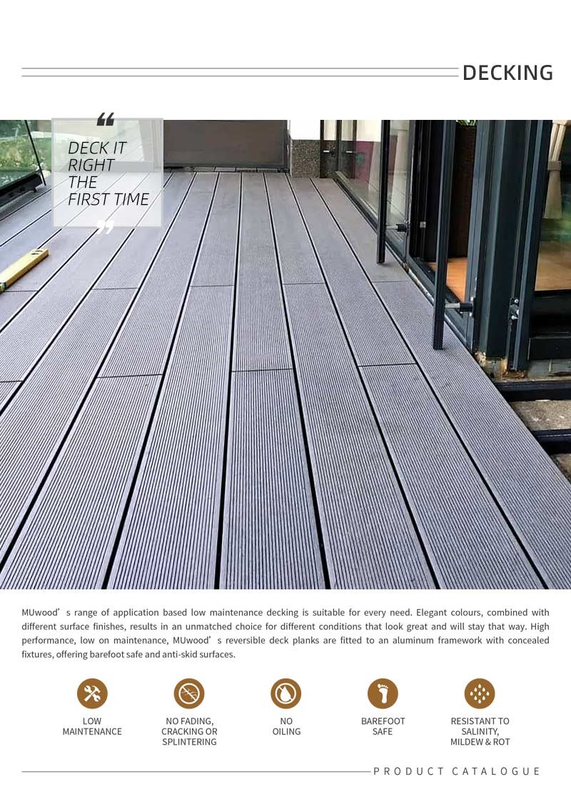 Outdoor/Indoor WPC Floor Decking Anti Slip Moisture Proof Wood Plastic Composite