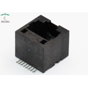 Black Housing RJ45 Vertical Connector No - Shielding Shell For Hubs / Router