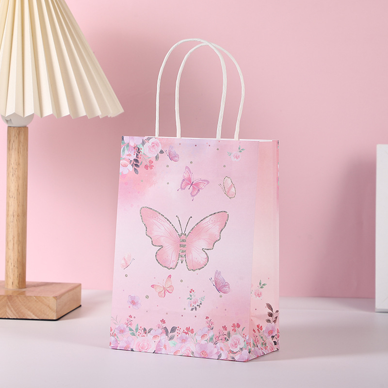 Custom Boutique Pink Kraft Handle Paper Bags With Gravure Printing And Customized Logo