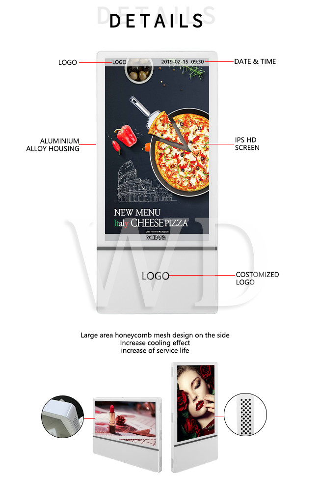 Ultra Thin 18.5 Inch Wall Mounted Digital Signage For Retail Shops