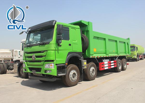 Sinotruk 12 Wheels Howo 8x4 Tipper Truck 336 - 380hp Euro 2 Loading 40t Capacity
