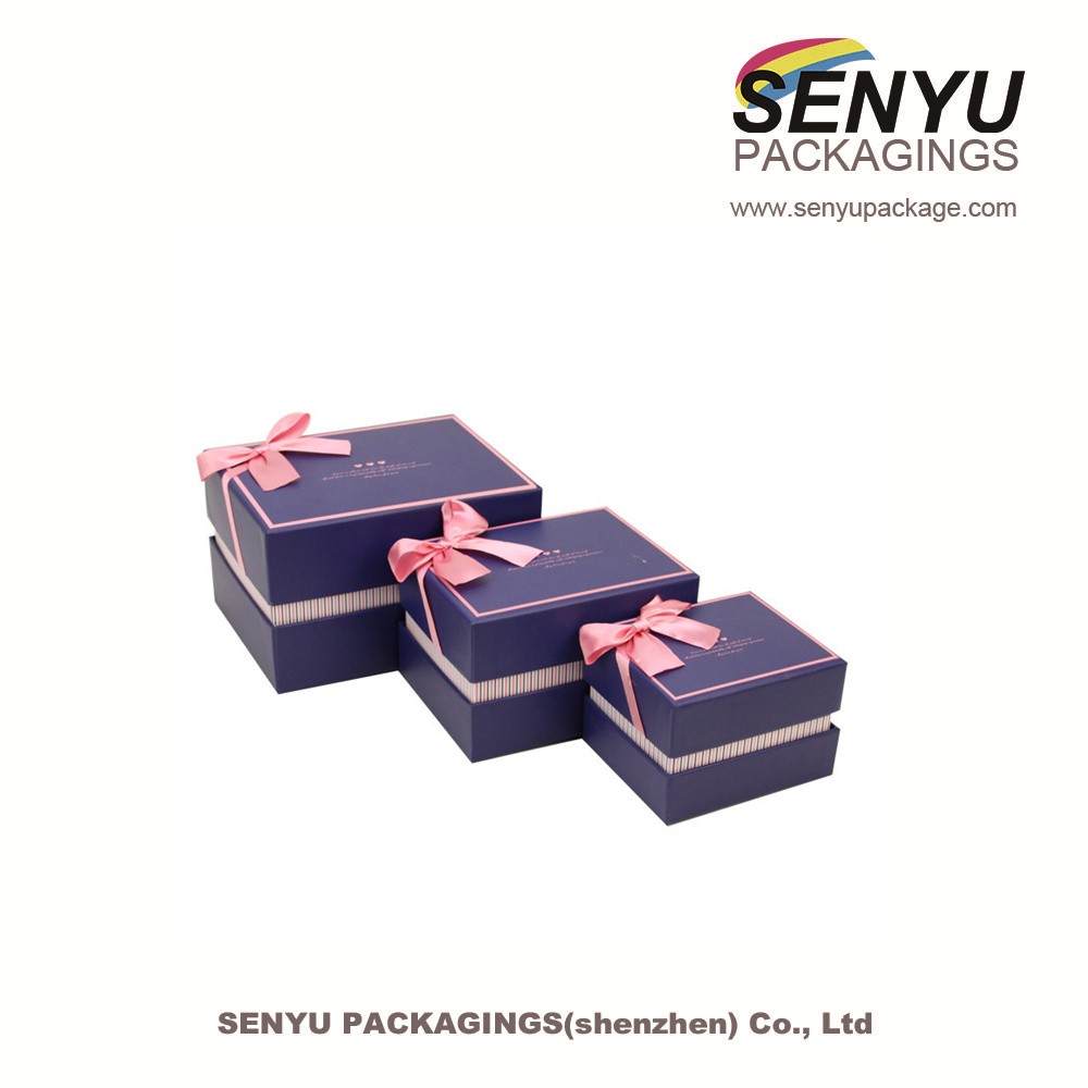 Custom Girlfriend Gift Box Packaging Hard Bow Pink Cardboard Packing With Lid