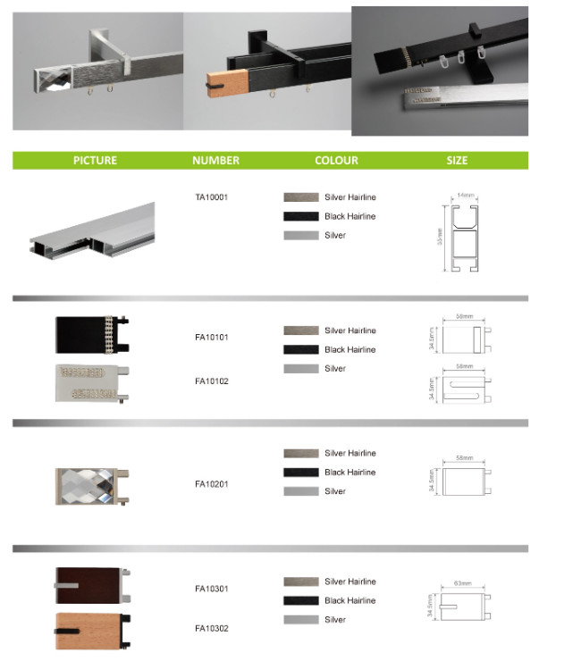 Square Sliding Curtain Tracks For Bay Windows Ceiling Mounted