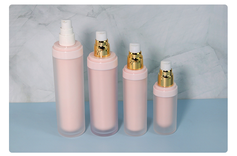 30g 50g Cream Double Walled Cosmetic Jar and Pink Lotion Spray Bottle Set Luxury Acrylic Packaging with Screen Printing