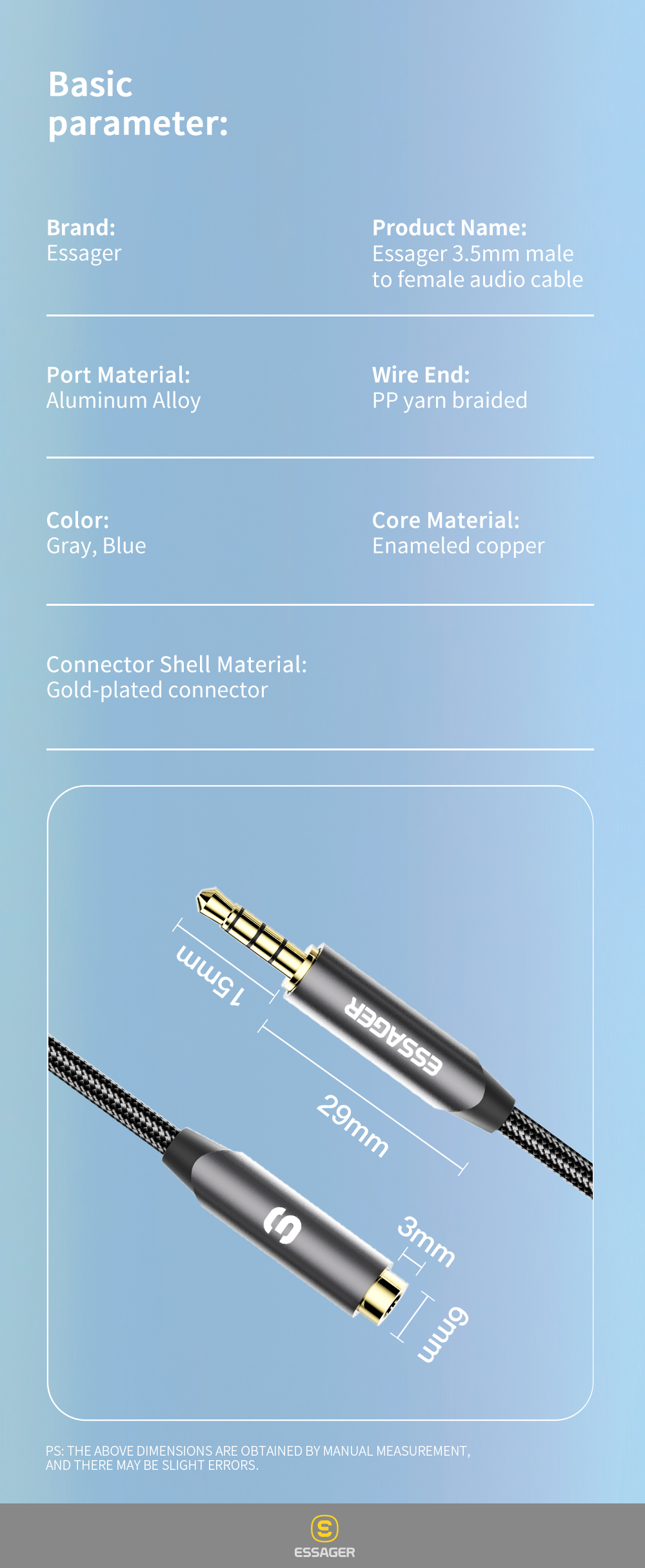 Lingering Sound Male to Female Audio Cables 3.5mm Jack For Microphone