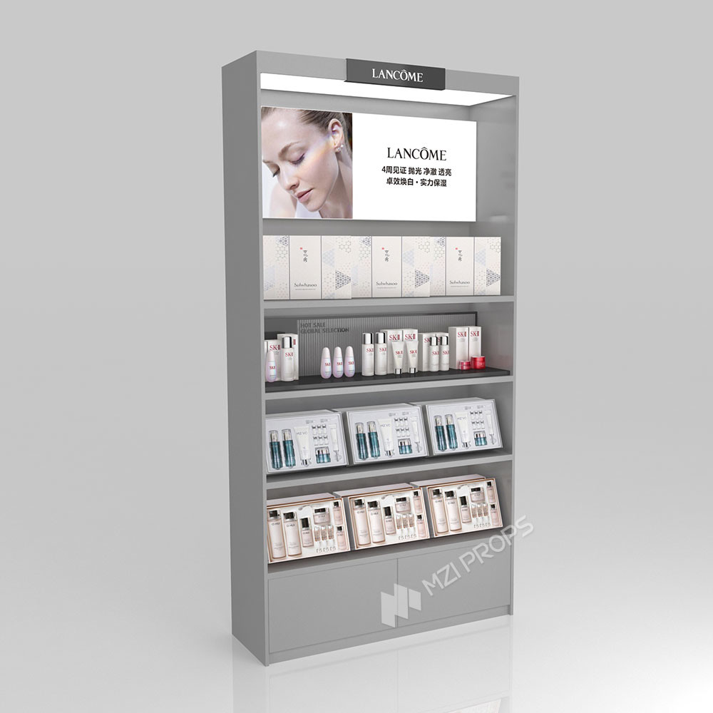 GDR10-TY02 Retail Store Display with White LED Light Strips and 5mm Ultra-clear Glass Tabletop for Cosmetics Retail Stores