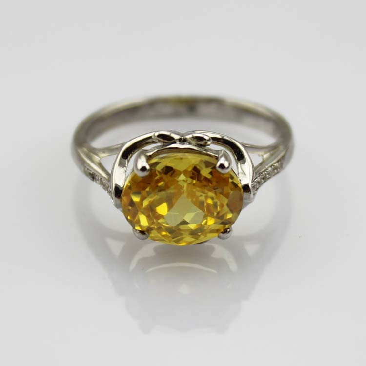 Fashion Jewelry 8mmx10mm Oval Blue Topaz Cubic Zircon 925 Silver Ring (R277)