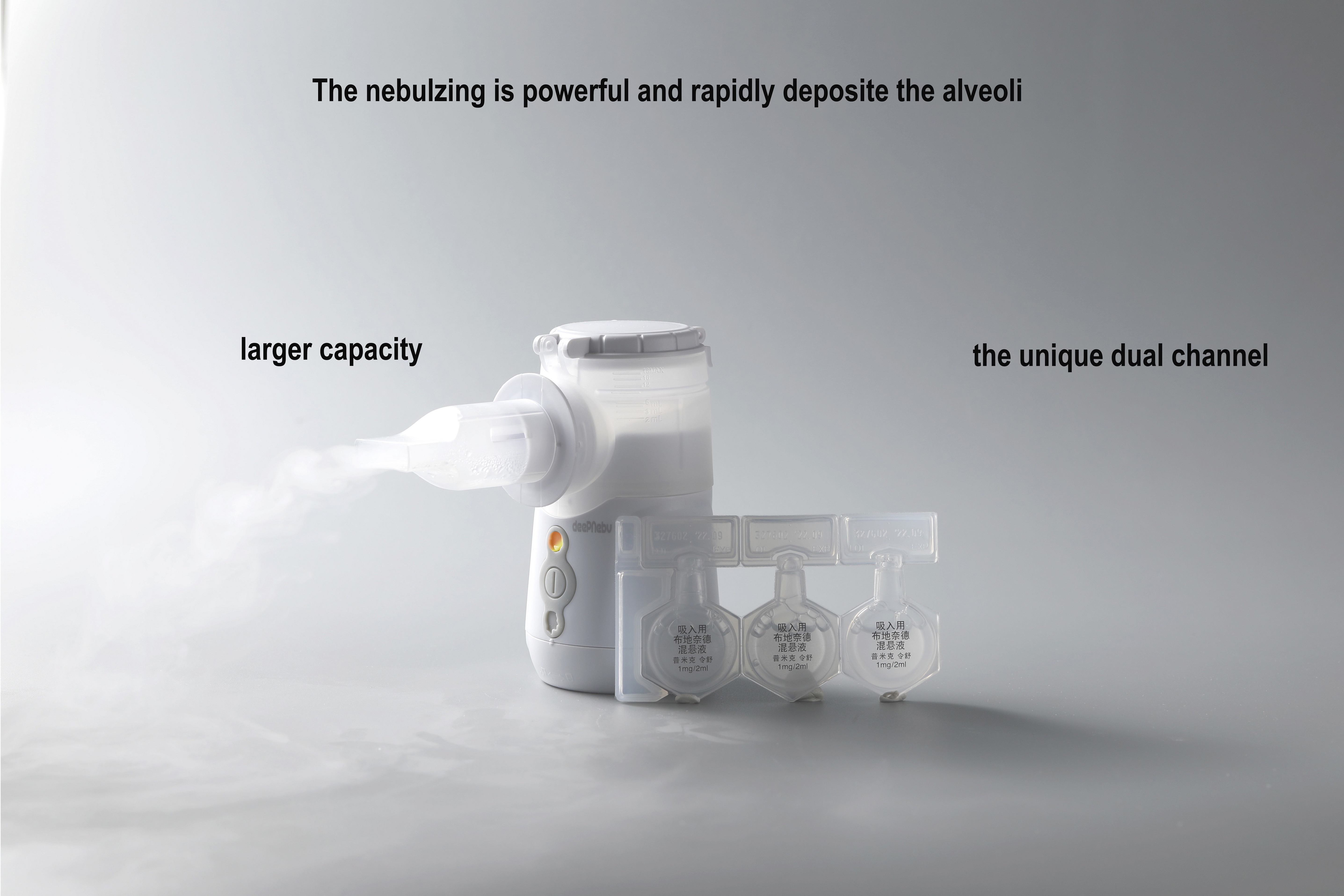 Vibrator Medical Mesh Nebulizer Machine Dual Channel Adjustable Mist Volume