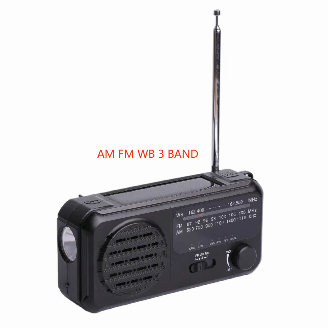 Portable Solar Powered Hand Crank Radio Outdoor Emergency 2800mAh With Light