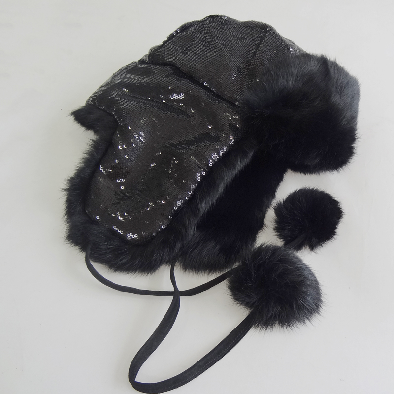 Unisex Factory Direct Custom Russian Style Rabbit Fur Trapper Hat