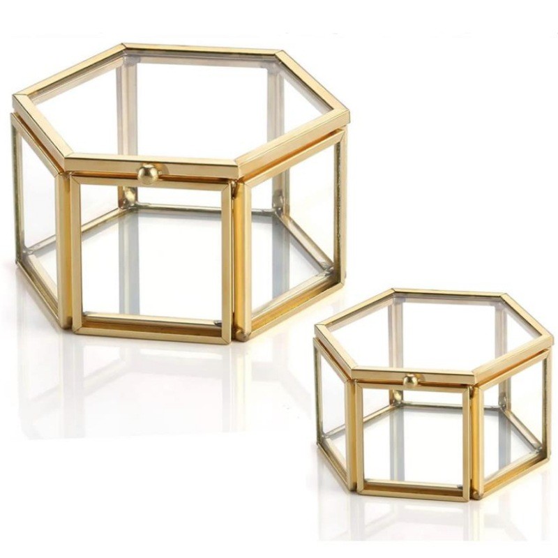 S3.5*7*5 Hexagonal Greenhouse Glass Jewelry Storage Box