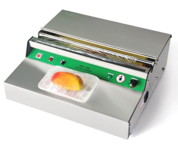 Stainless Steel Electric PVC Cling Film Wrapping Machine / Food Tray Sealing