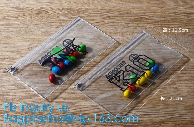 Pencil Zipper Packing Bag Clear PVC Pencil Packing Bag Slider, PVC Slider Zipper Bag For Make Up For Holographic Laser
