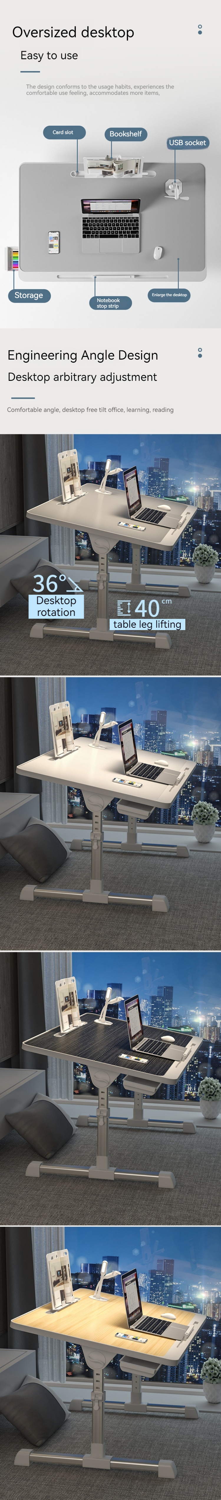 Bedroom Notebook Folding Table Adjustable 1100-1800mm Frame Manufacture Business Type