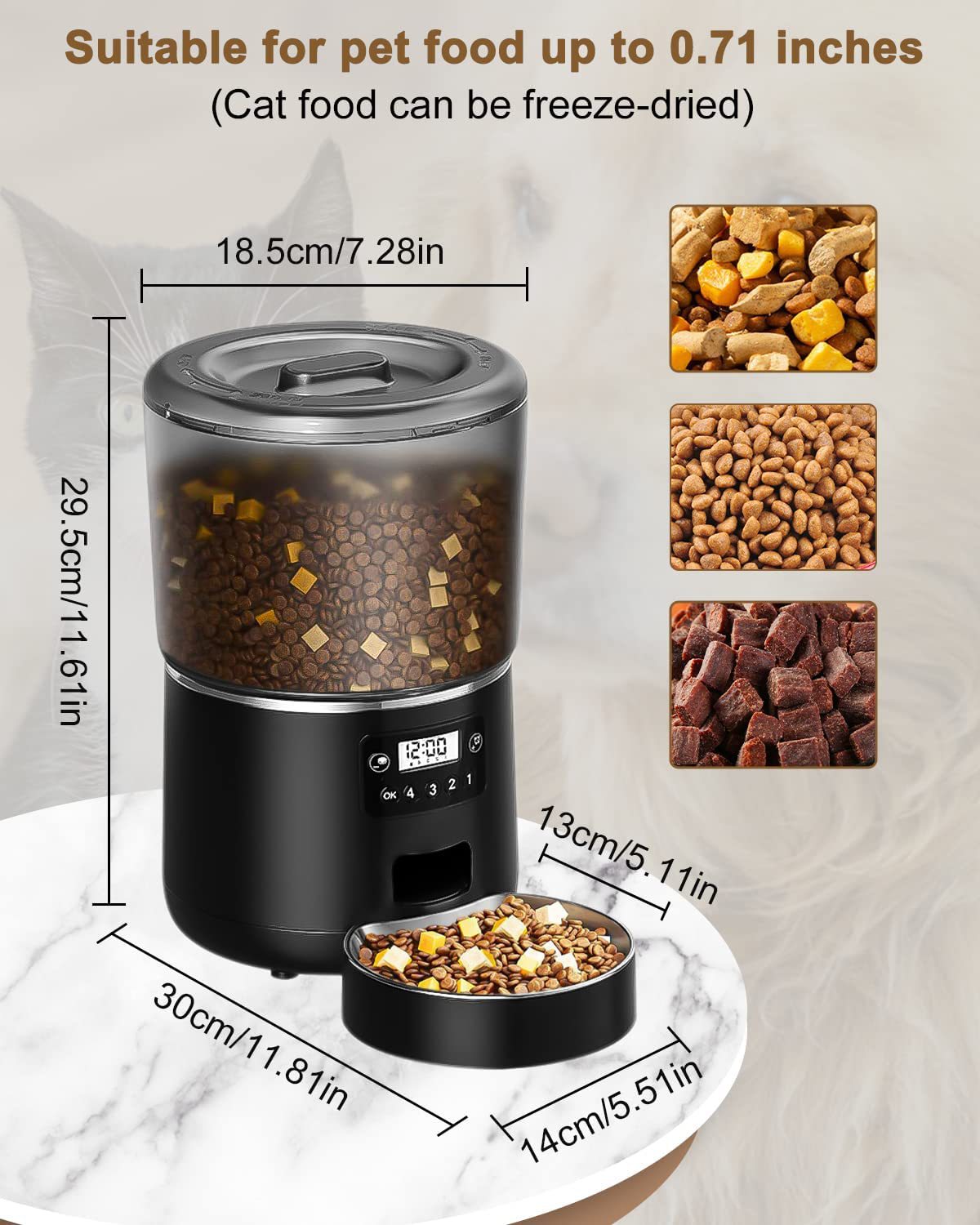 4L Automatic Pet Bowl Feeder Stainless Steel Self Feeding Cat Bowl
