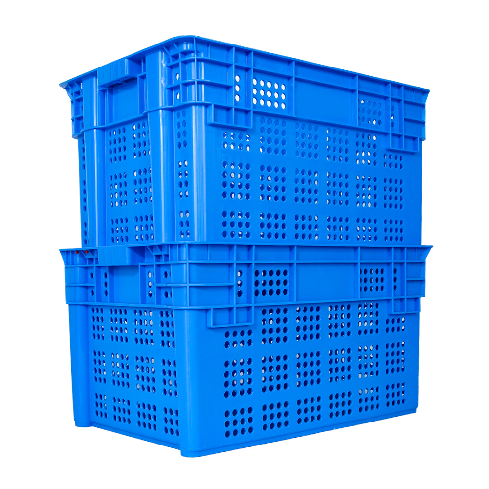 Stackable Plastic Mesh Crate for Ventilated Storage of Fresh Vegetables Eco-Friendly