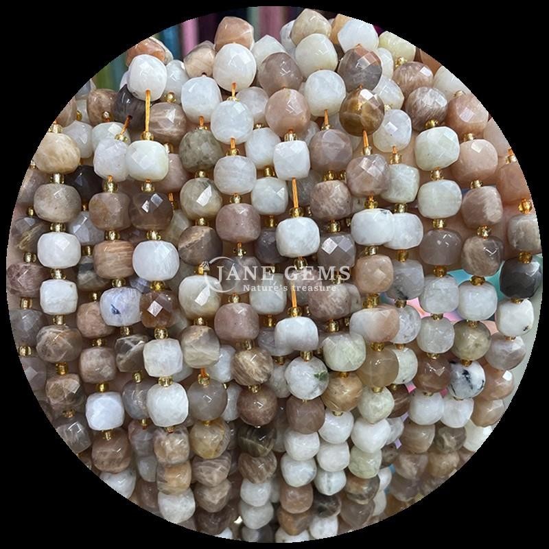 Natural Assorted Multicolor Gemstone Beads Cube Square Amethyst Loose Strands Beads for Jewelry DIY