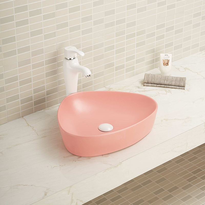 Low Water Absorption Counter Top Bathroom Sink Green Color Irregular Basin